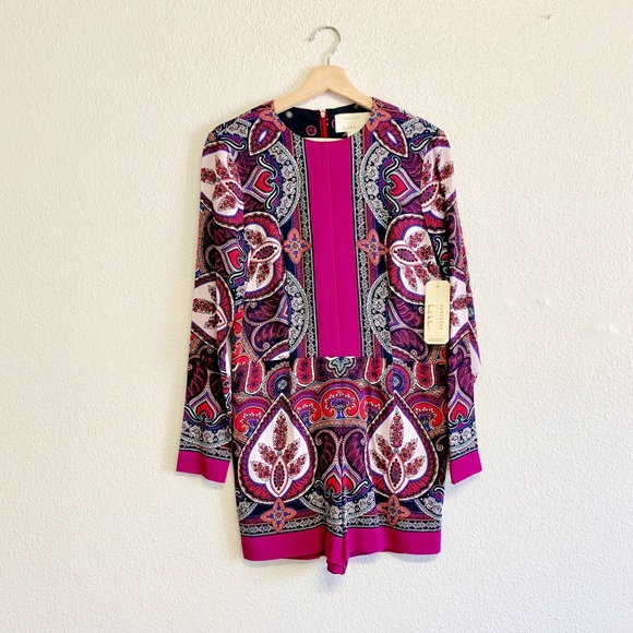 Nicole Miller Paisley Print Crepe Romper - Picture 1 of 7
